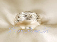 925 Sterling Silver Wide Floral Ring (2107)