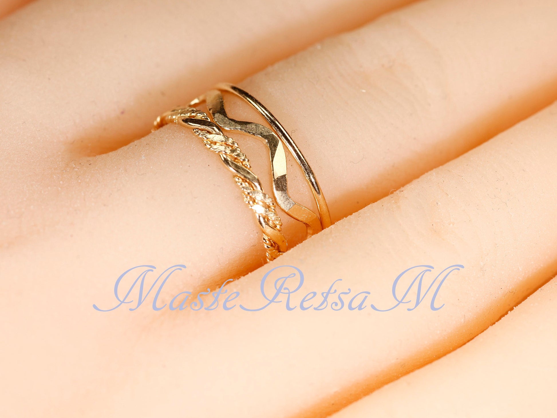 SETE 14k Gold Filled Stack Ring Set , Rose Gold Ring, Silver rings., MasteRetsaM